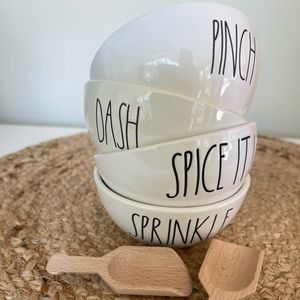 Rae Dunn Mini Bowls with spoons